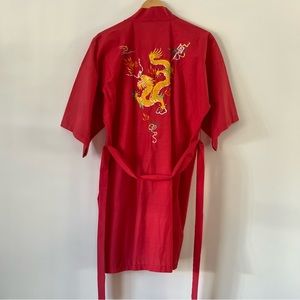 Japanese Kimono Red Pink Robe Size M